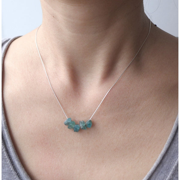 Sterling Silver Raw Apatite Necklace